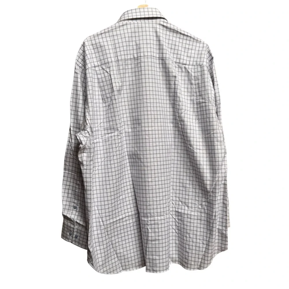NWT David Donahue Mens Textured Lux Thick Dune Check Cotton Dress Shirt 18 34/35 - Picture 5 of 12